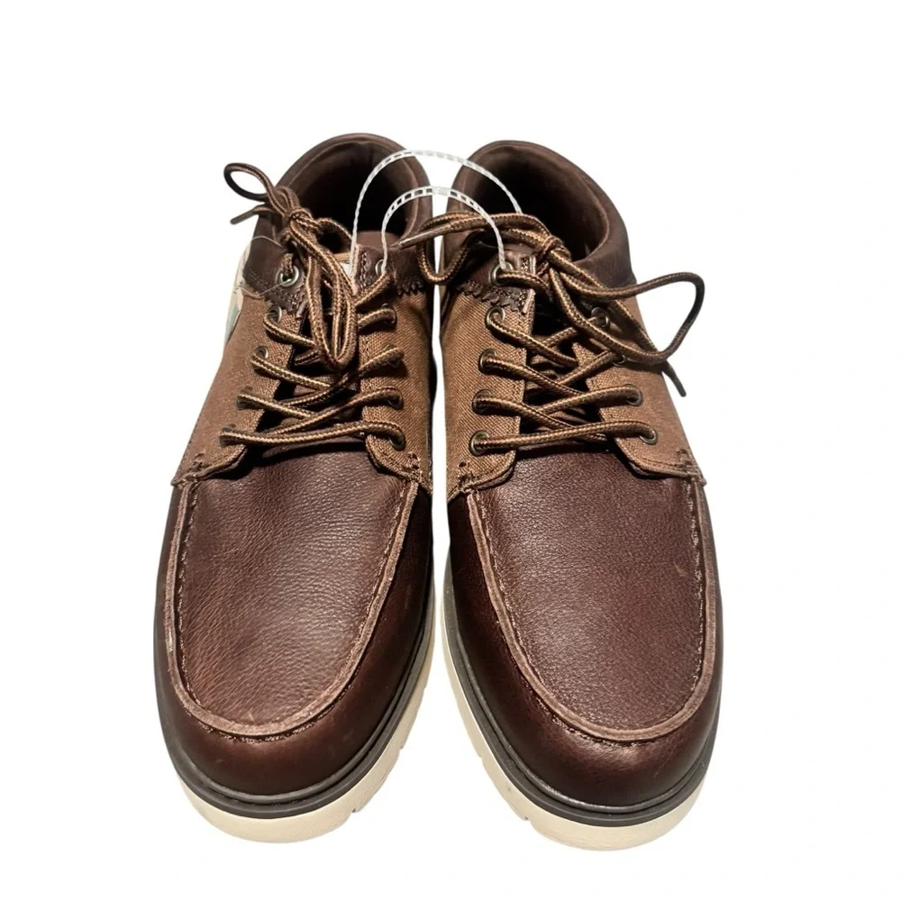 TOMS Men's Travel Lite Forrest Chukka Boot Brown Leather Waxed Lace Up Size 10.5