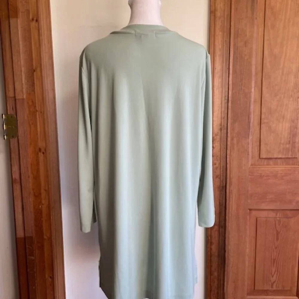 LAND'S END Sleep Shirt Nightgown Jersey Long Sleeve V Neck Green