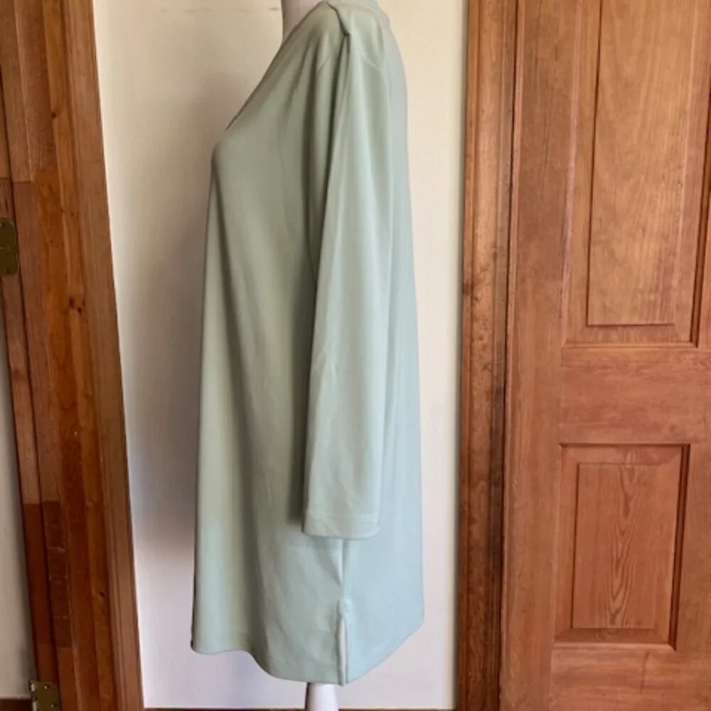 LAND'S END Sleep Shirt Nightgown Jersey Long Sleeve V Neck Green