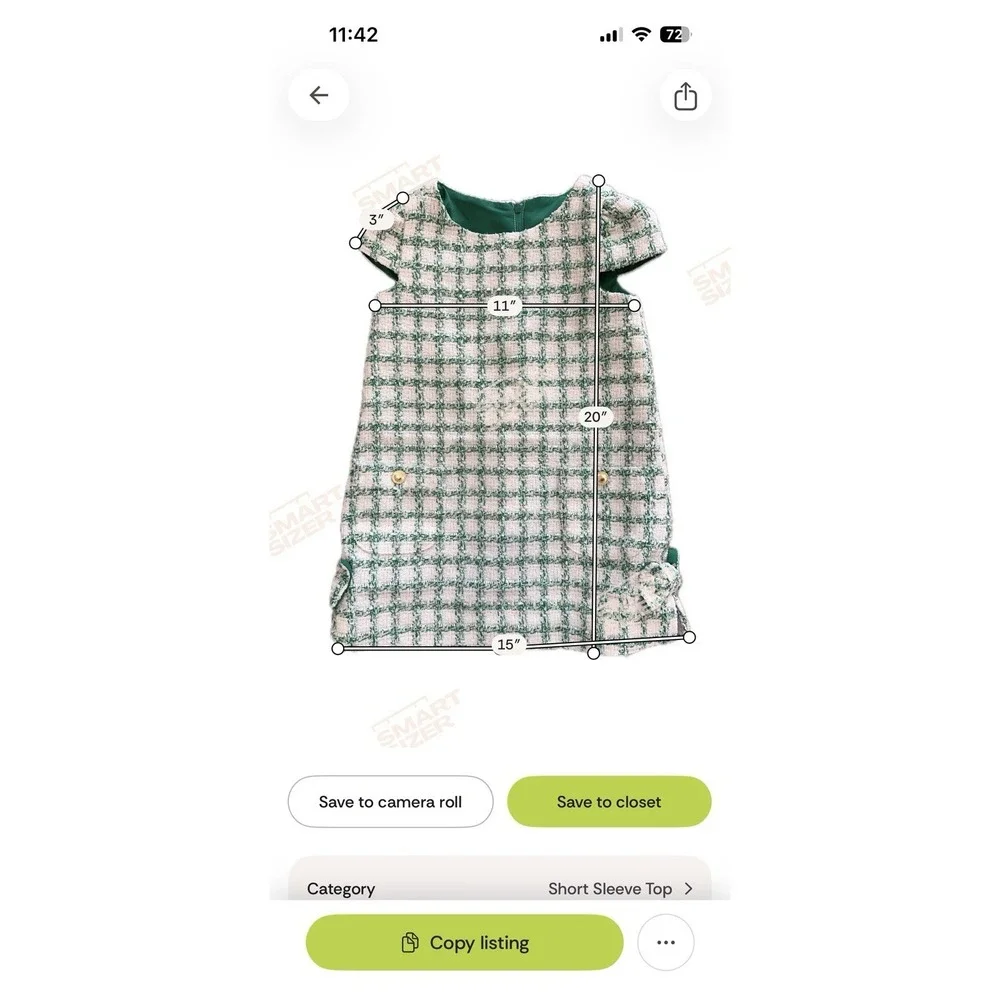 Lilly Pulitzer Girls Shift Dress Fiddle leaf Green Windowpane Tweed Sz 3