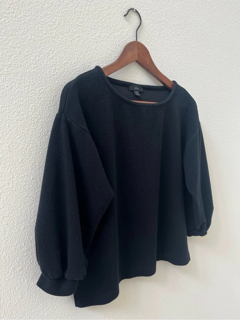 J. Crew Black Balloon-Sleeve Top