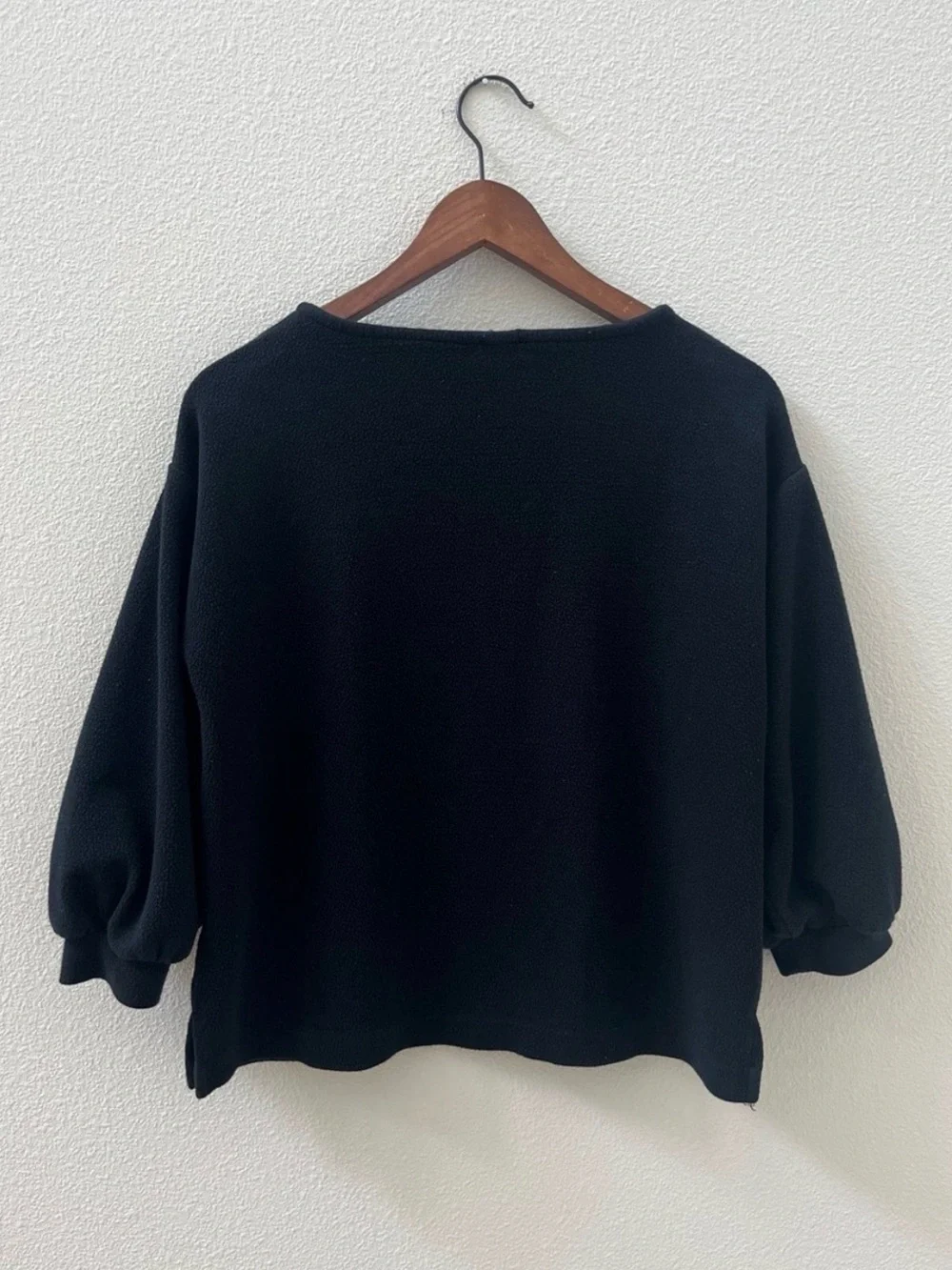 J. Crew Black Balloon-Sleeve Top