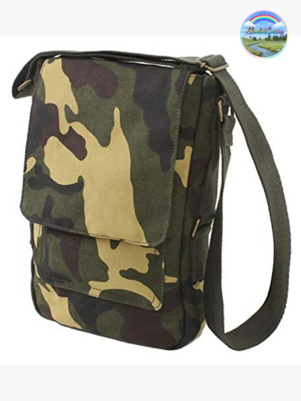 Canvas Messenger Bag with Adjustable Shoulder Strap and Multiple Pockets