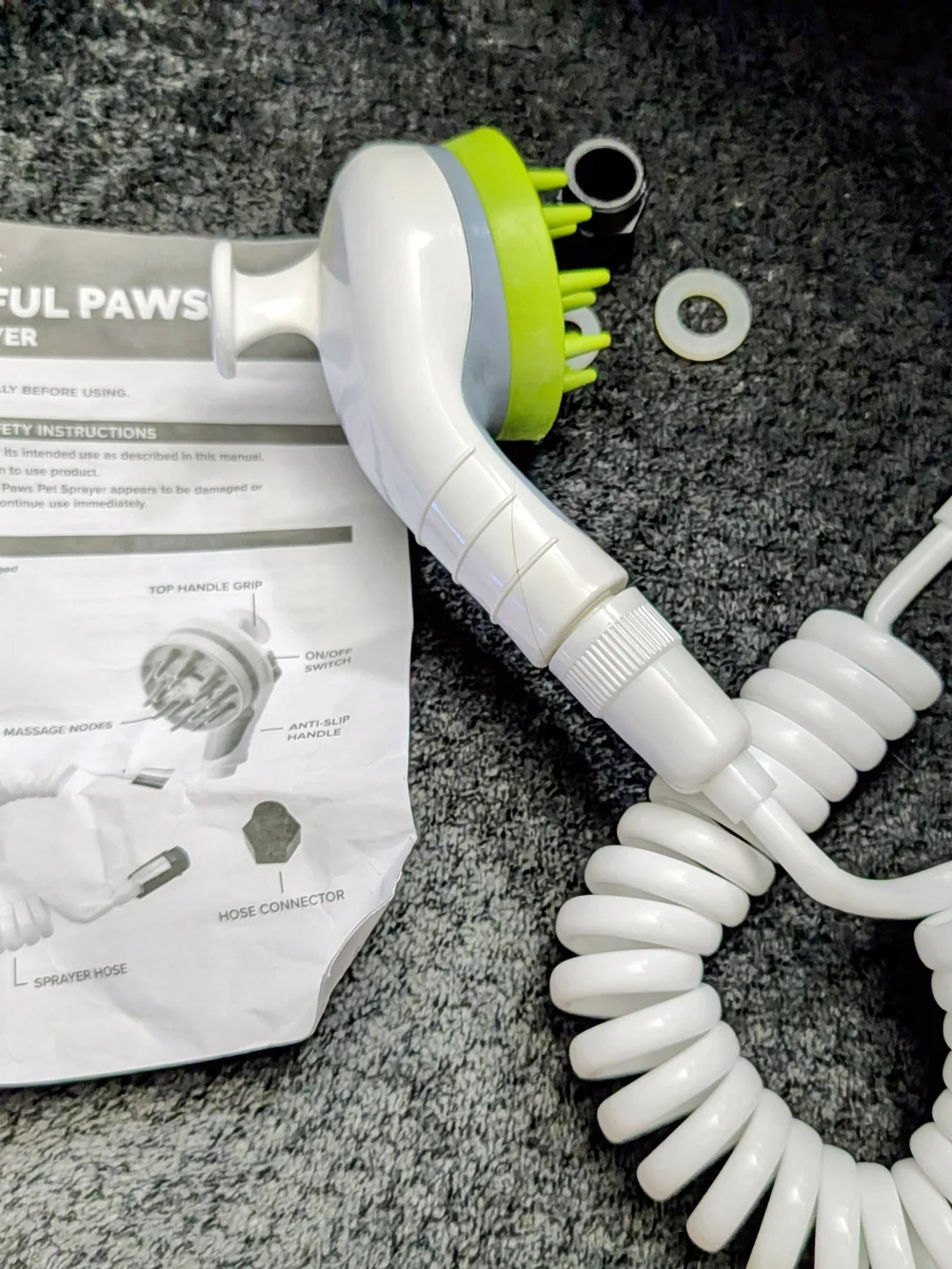 Handheld Pet Bathing Sprayer - White & Lime Green