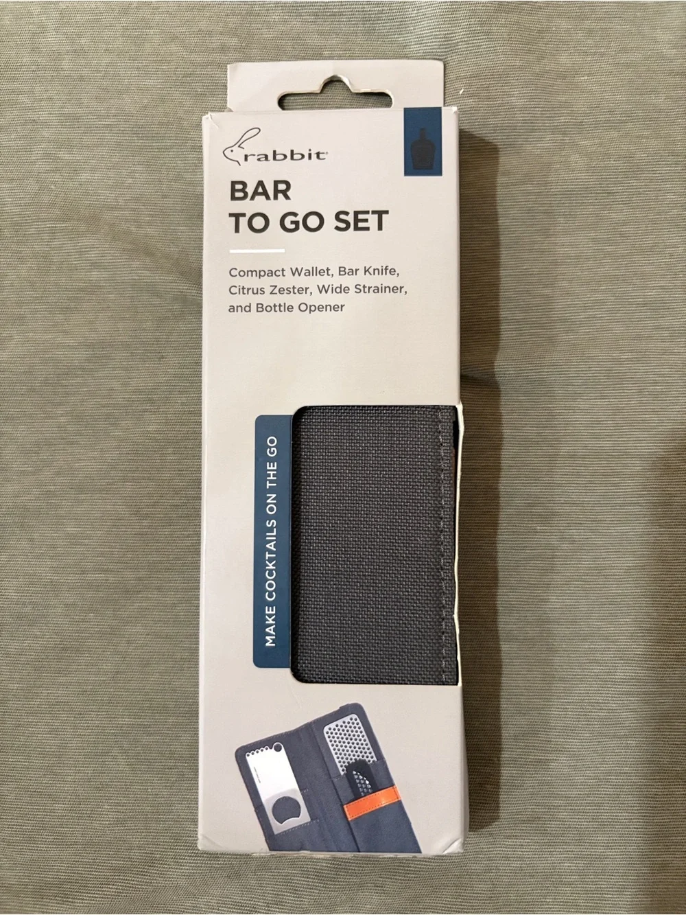 rabbit Bar To Go Set - Gray Compact Bar Knife & Cocktail Accessories