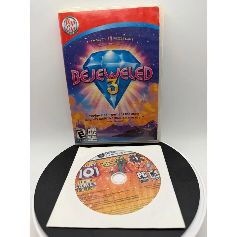 Bejeweled 3 PC Mac CD-ROM PopCap Games w/ Bonus Bejeweled Blitz & Play 101 Disc