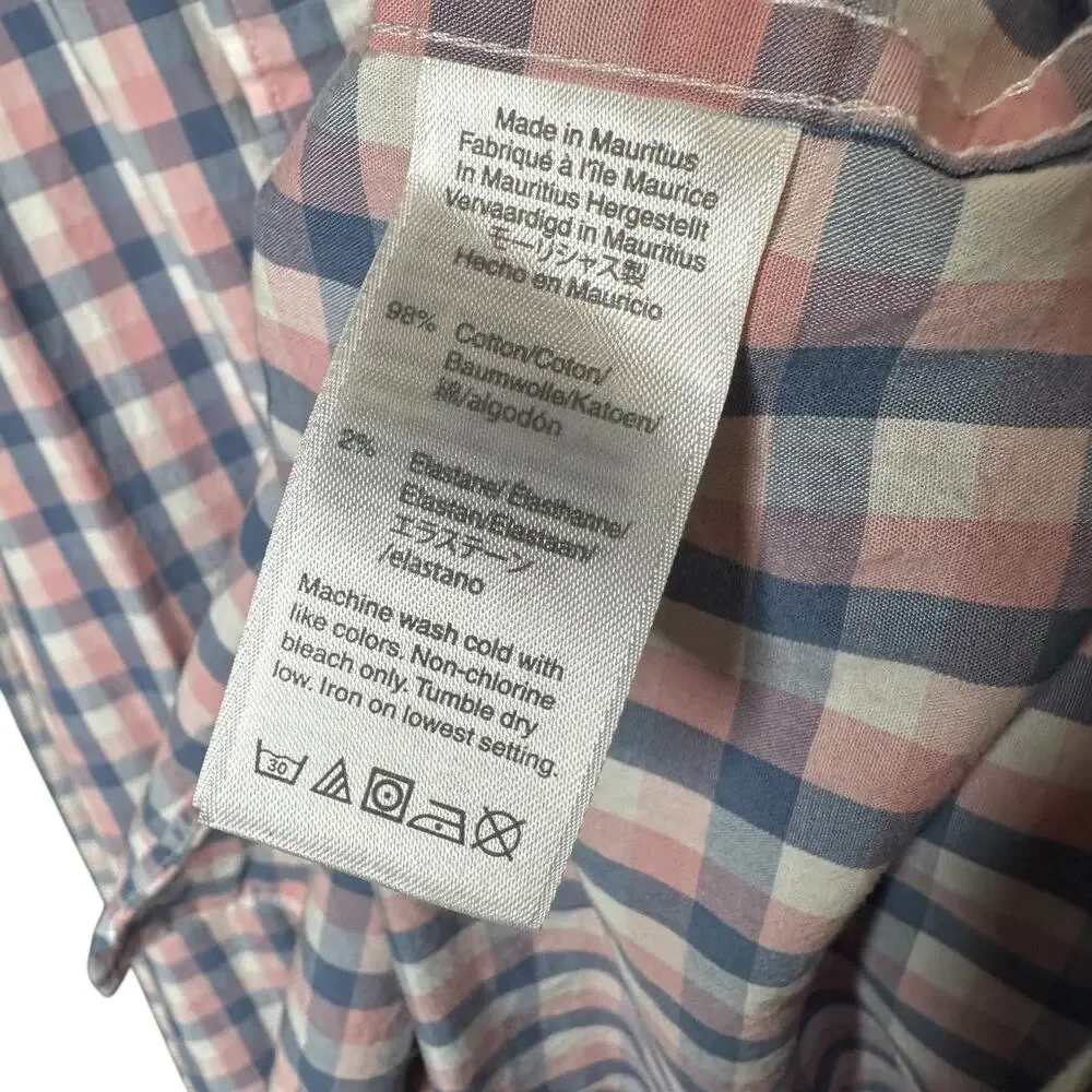 J. Crew Flex Washed Slim Fit Pink and Blue Check Button Down Shirt XL