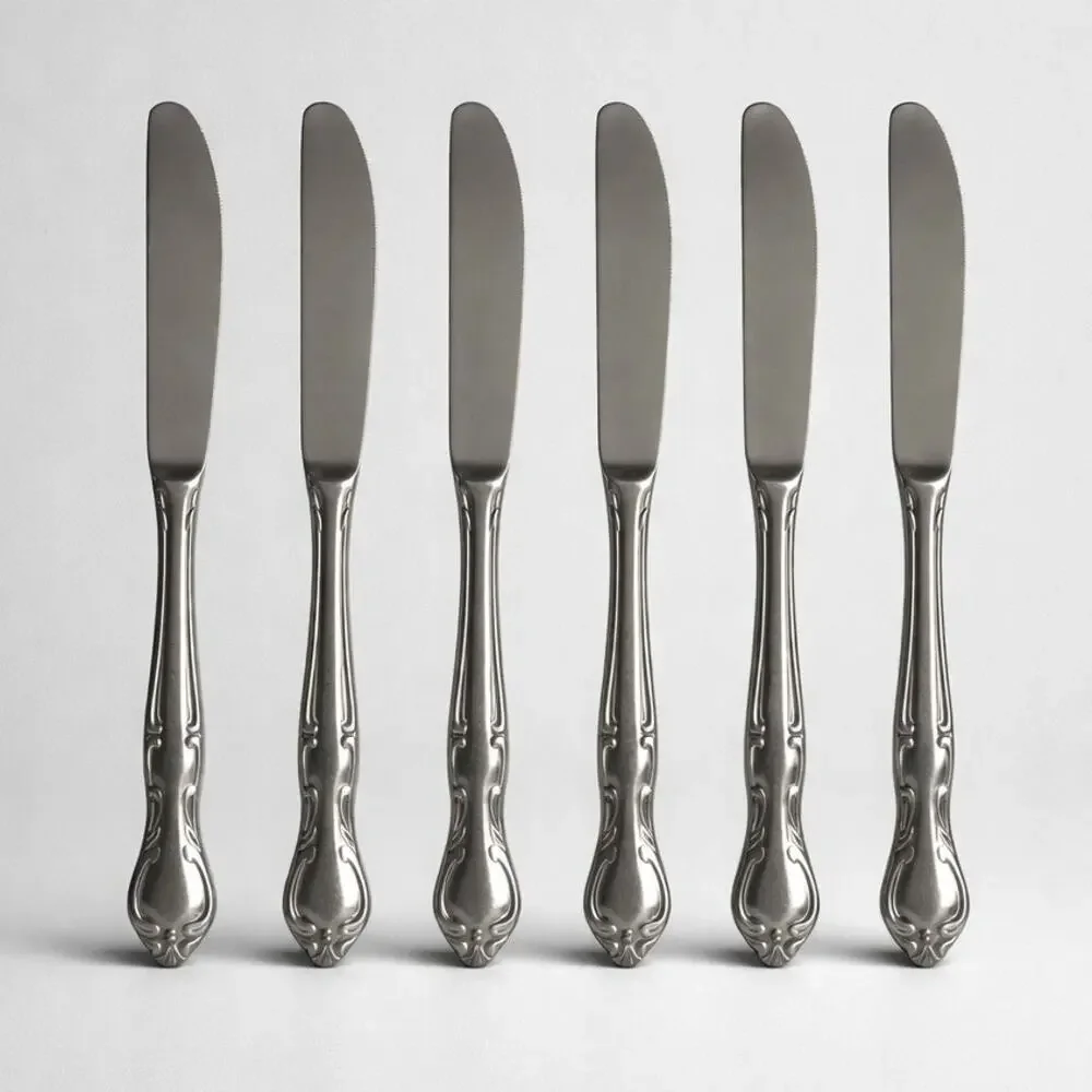 Hampton Court Stainless Japan Dinner Knives Set 6 Vintage‎ Flatware