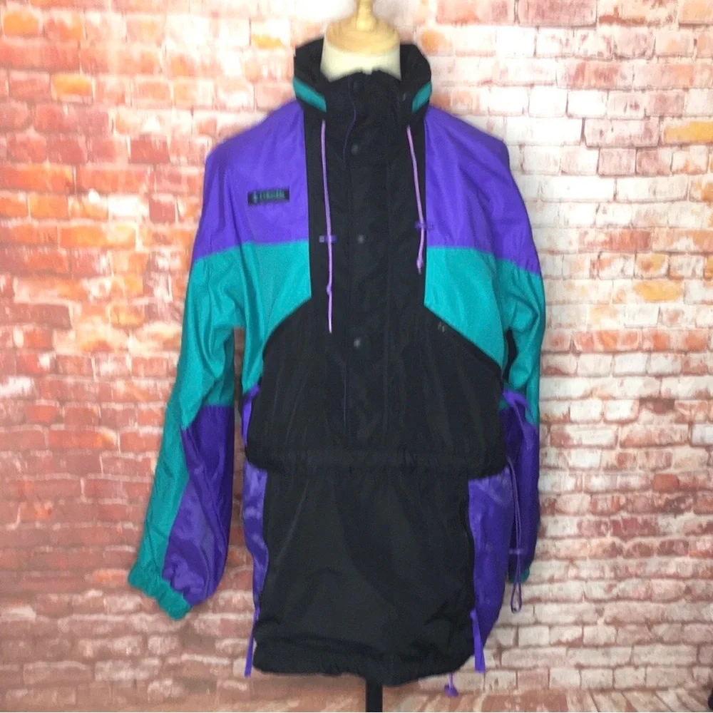 Vintage 90s Columbia Radial Sleeve Color block Half Zip Windbreaker Jacket