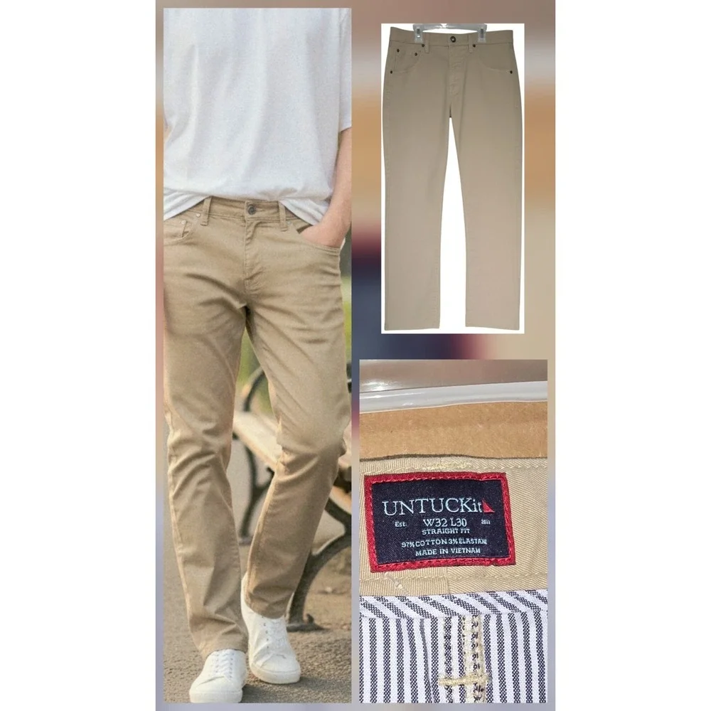 UNTUCKit‎ Don Santiago 5-Pocket Chino Pants Khaki Size 32x30 Straight Stretch