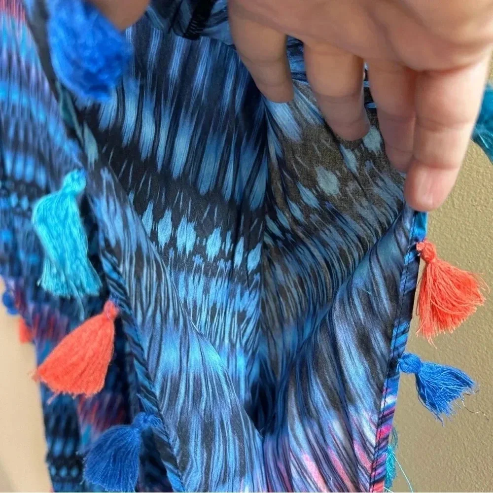 MIRACLESUIT Marrakech‎ Caftan Swim Coverup Multi Color Tassles Sz Large