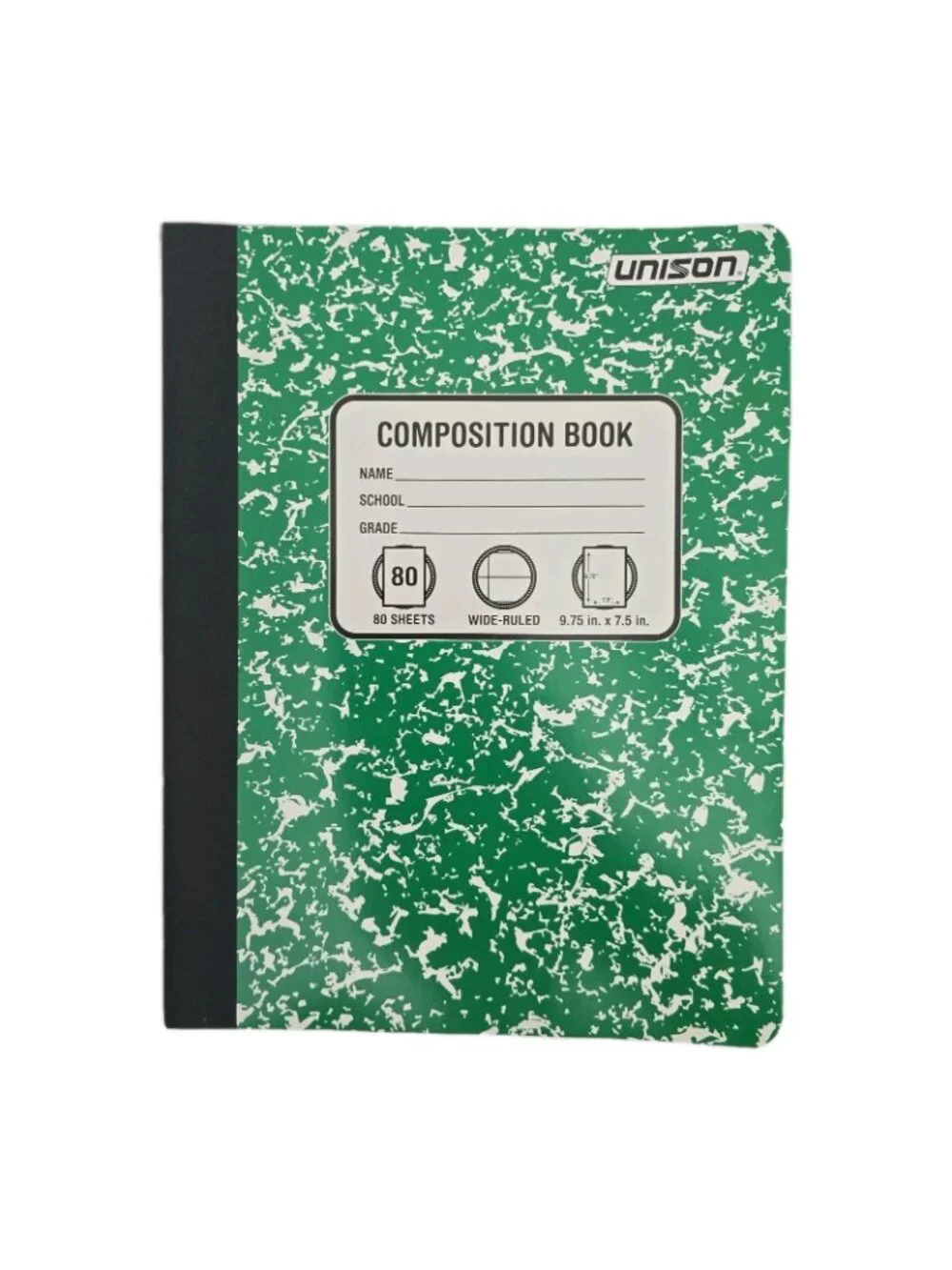 Lot Of 4 New Unison Green Composition Notebooks 80 Sheets Wide Ruled
