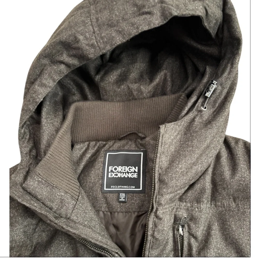 Foreign Exchange Brown Hooded Puffer Jacket Size XXL