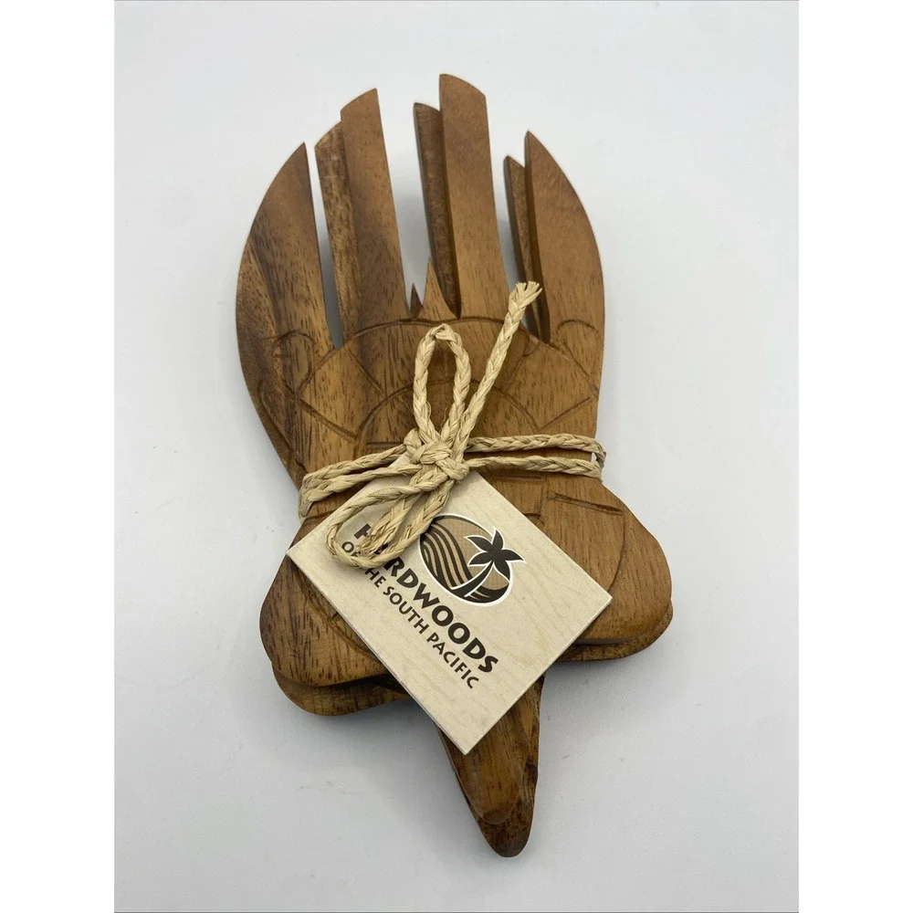 Hardwoods Of The South Pacific Honu Turtle Salad Tossing Fork Hand Carved Hawaii