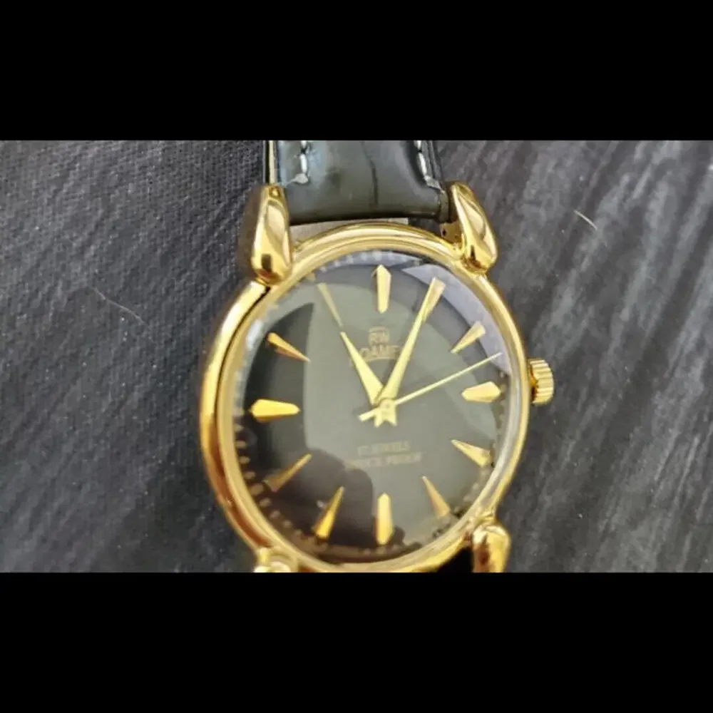 Vintage Roamer Brevete Swiss Mens Manual‎ Watch Gld Blk Blk