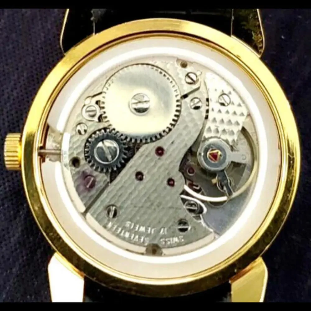 Vintage Roamer Brevete Swiss Mens Manual‎ Watch Gld Blk Blk