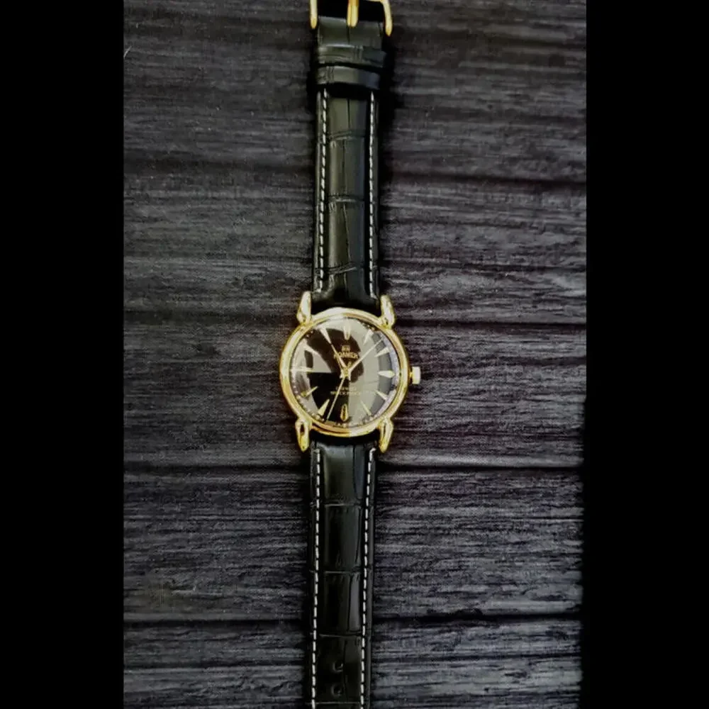 Vintage Roamer Brevete Swiss Mens Manual‎ Watch Gld Blk Blk