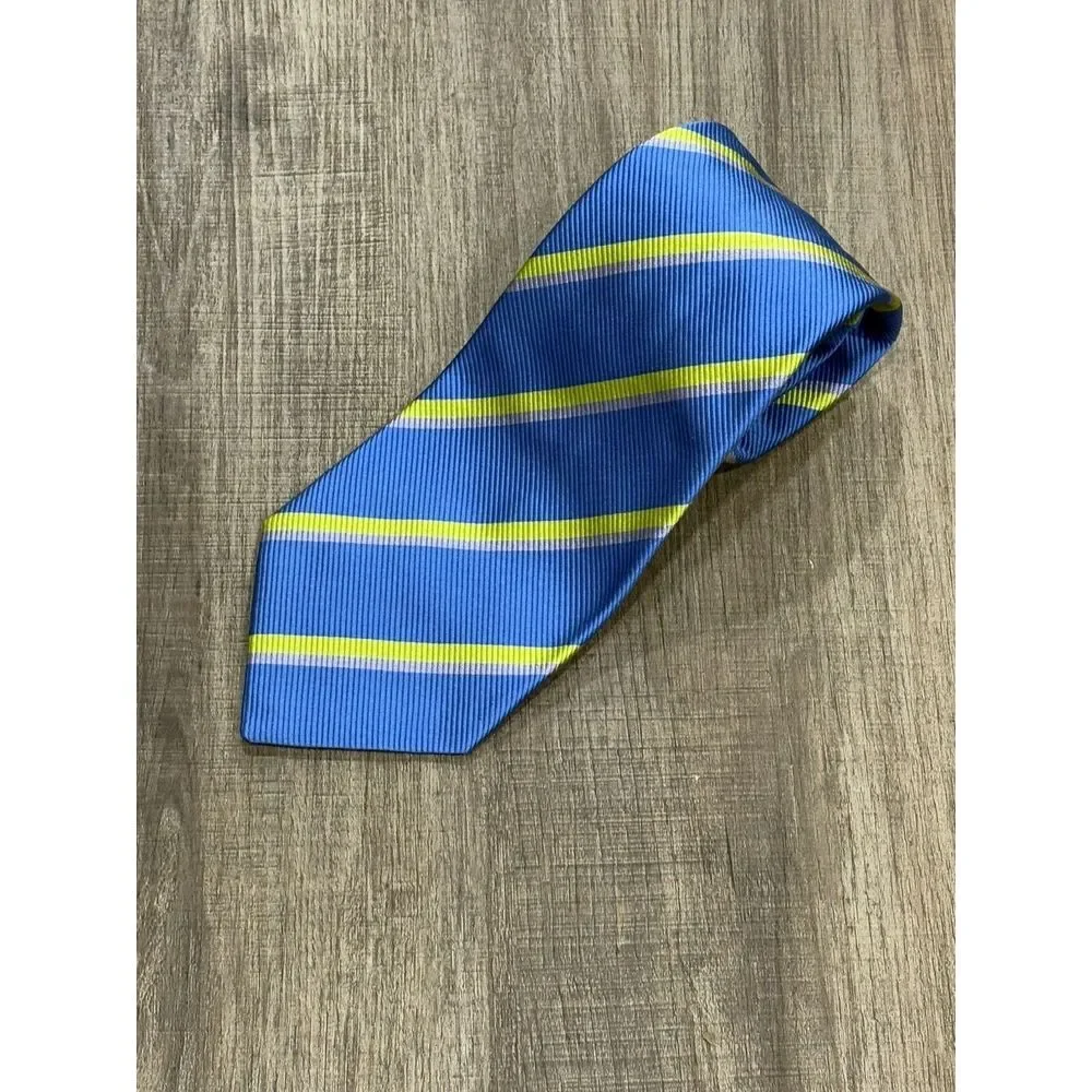 Venanzi Men's Necktie Blue Striped 100% Silk Made In Italy‎ NWOT