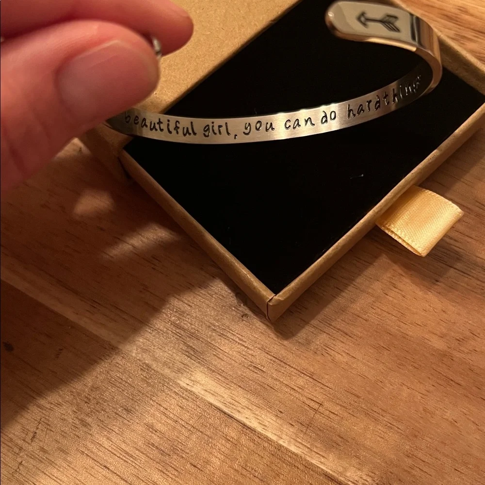 Joycuff Inspirational Cuff Bracelet “beautiful girl you can do hard things” NWOT