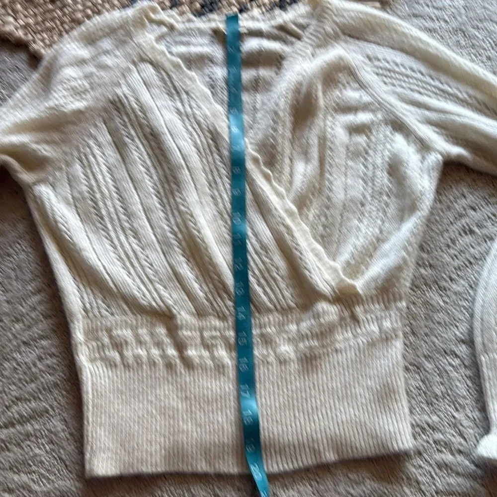Season Ecru Sweater Knit Faux Wrap Sweater S/M