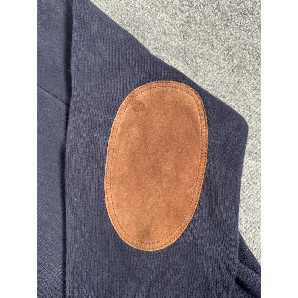 Polo Ralph Lauren Sweatshirt Mens XL‎ Blue Shawl Collar Pullover Suede Elbow