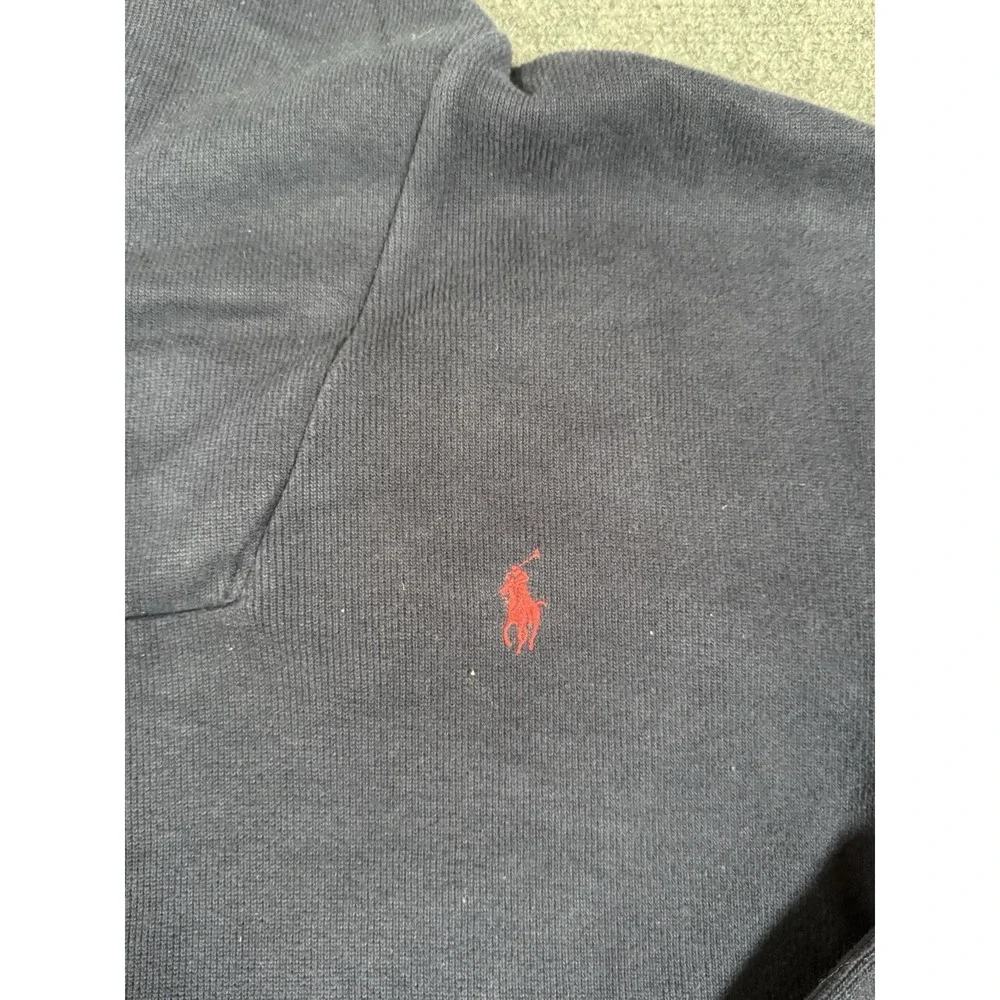 Polo Ralph Lauren Sweatshirt Mens XL‎ Blue Shawl Collar Pullover Suede Elbow