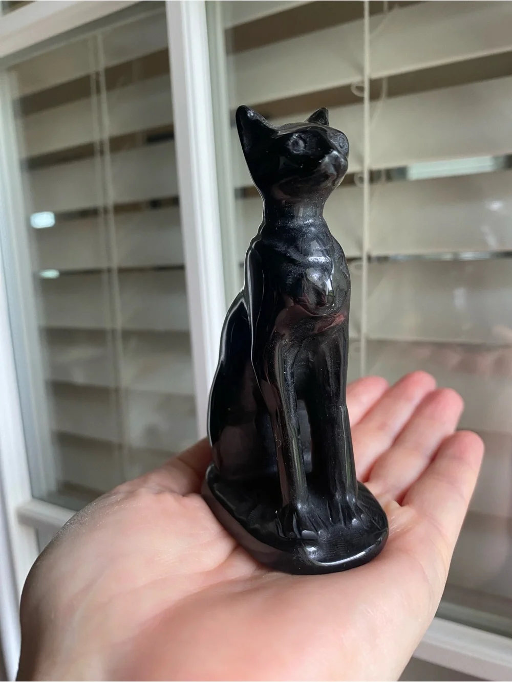 4 Inch Black Tourmaline Sphynx Cat Figurine 🖤🐱