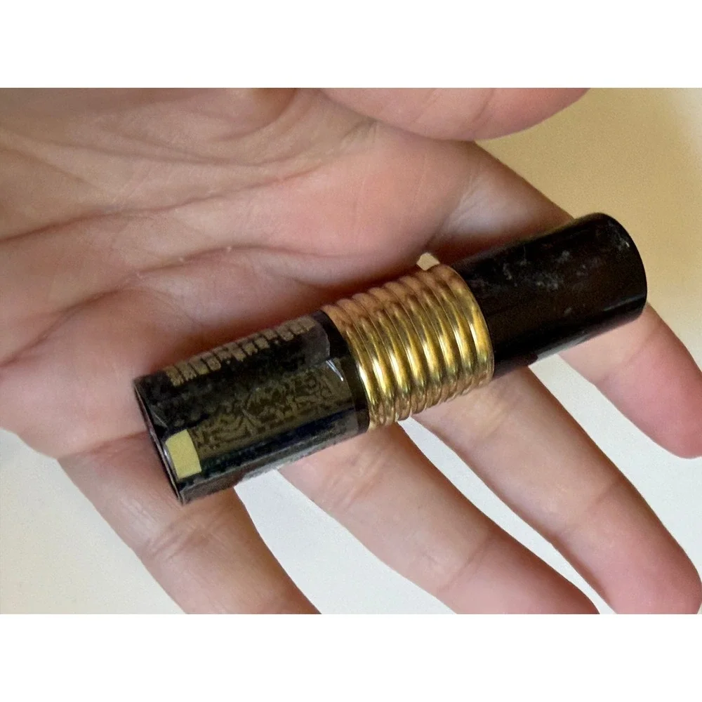 Vintage Revlon Super Frost Lipstick 24 Snow Orange Shimmer Gold Ribbed‎ Case