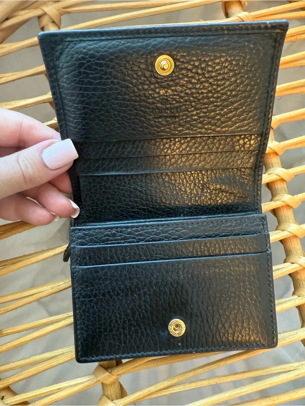 Gucci Black Leather GG Marmont Small Card Holder Wallet