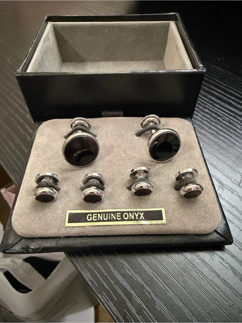 Jos. A. Bank Onyx Cufflinks and Studs Set in Silver