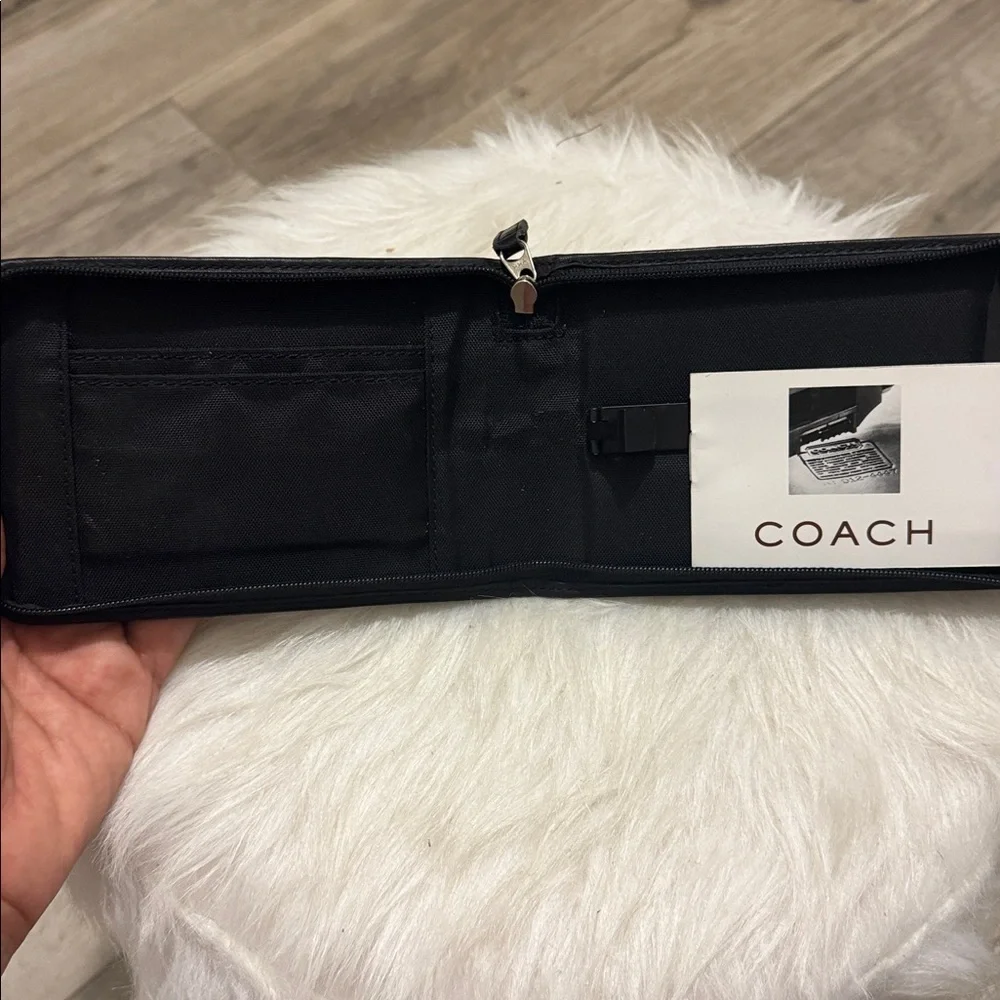 COACH Vintage Black Leather Zipper Palm Pilot Case / Wallet Pouch
