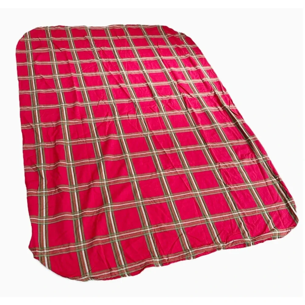 Lenox Cotton Fabric Tablecloth Red & Green Plaid Oval Rustic Country Farmhouse