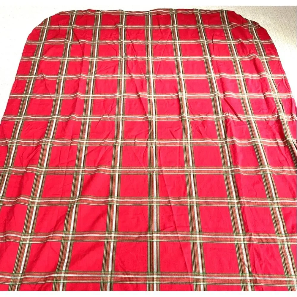 Lenox Cotton Fabric Tablecloth Red & Green Plaid Oval Rustic Country Farmhouse
