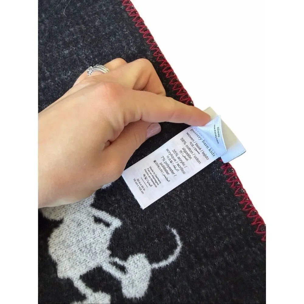Pottery Barn Disney Mickey Mouse Baby Blanket Reversible Gray Black 30 x 40