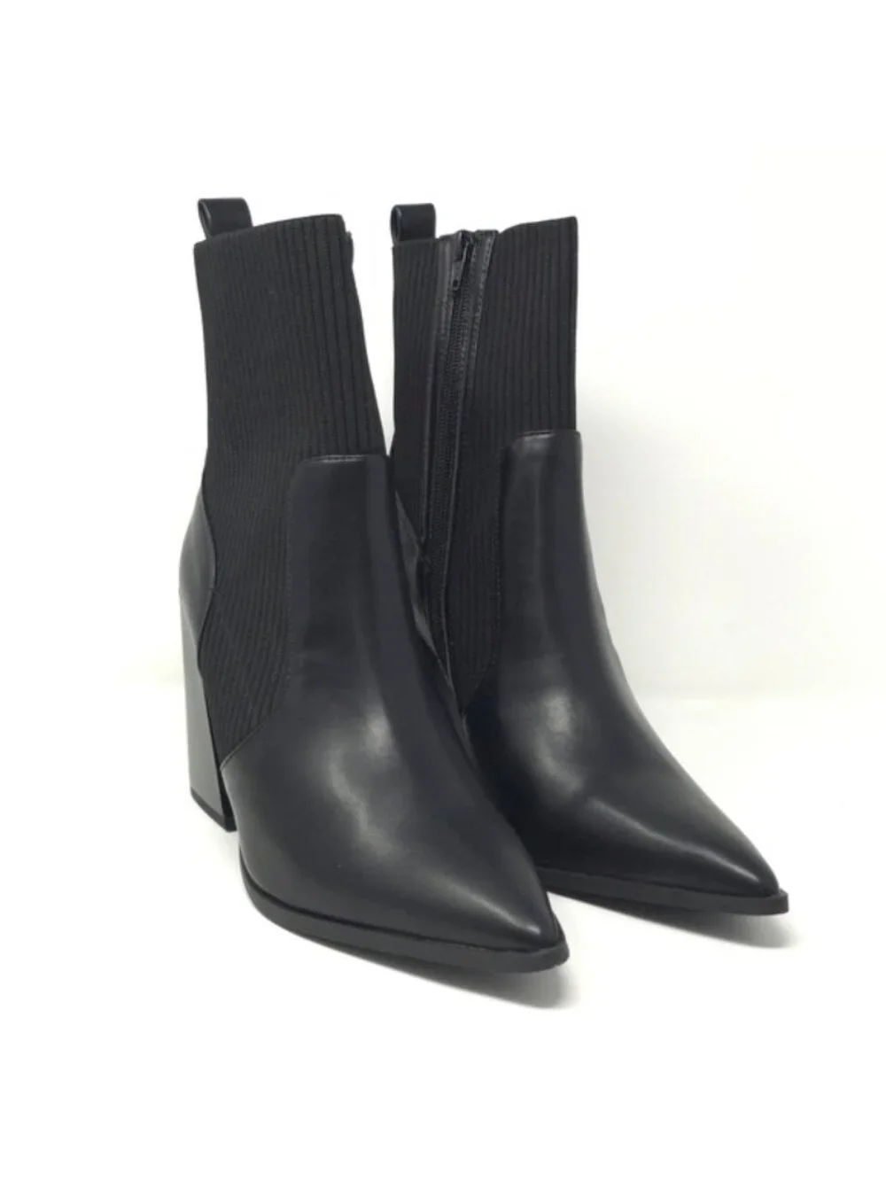 Wild Pair Trinityy Black Knit Pointed Toe Pull-On Booties 9.5M