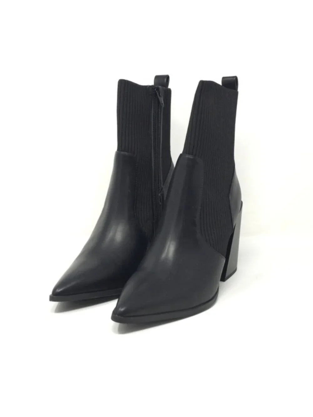 Wild Pair Trinityy Black Knit Pointed Toe Pull-On Booties 9.5M