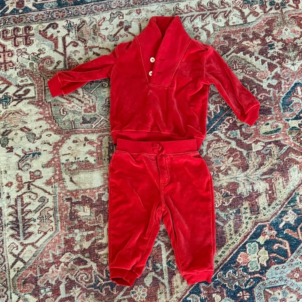 Ralph Lauren Cozy Red Kids Matching Set 9 mos