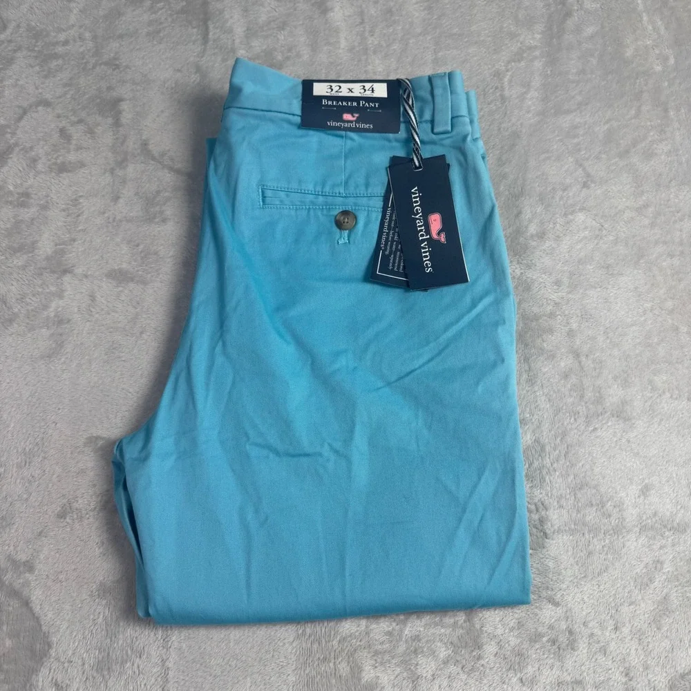 NWT Vineyard Vines‎ Mens 32x34 Breaker Pant Chinos Blue Preppy Golf