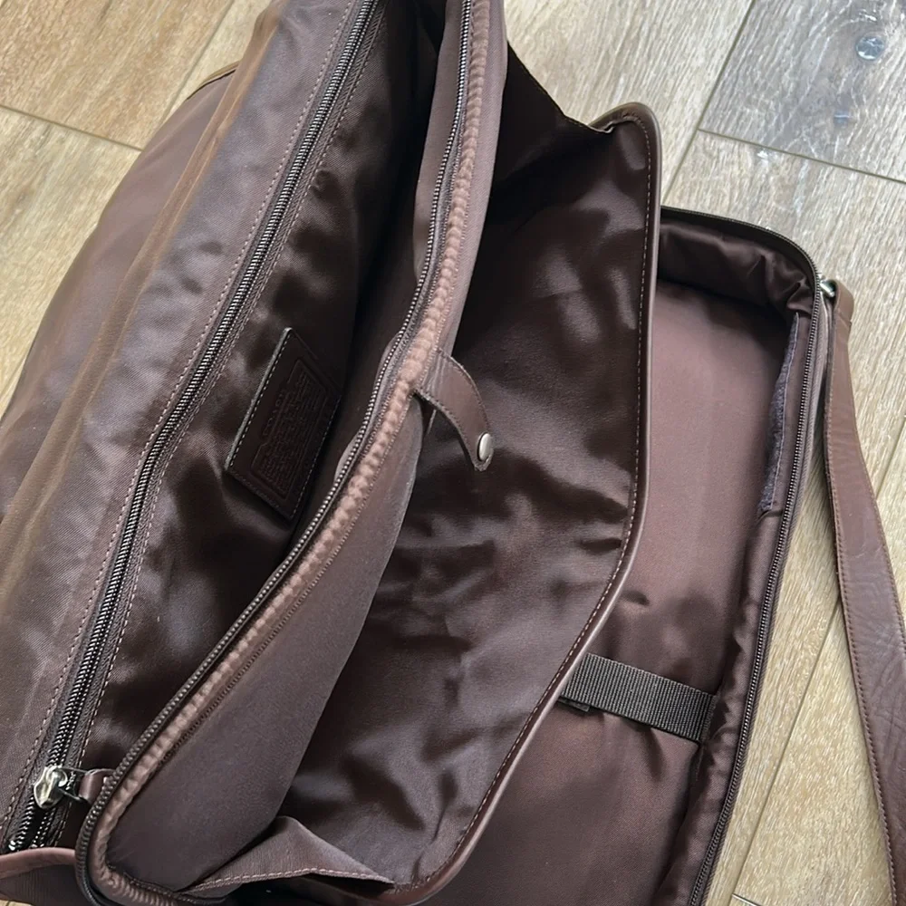COACH Vintage Brown Classic Leather & Nylon Briefcase Messenger Bag #5113