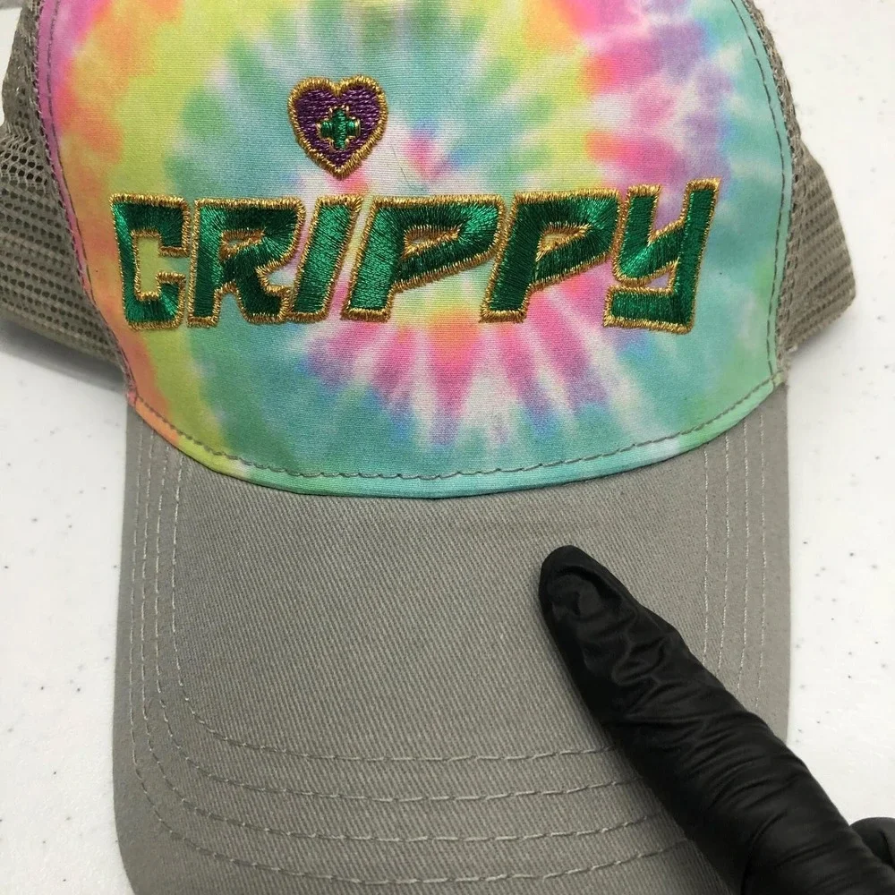 Colortone Crippy Hat Cap Snap Back Mens One Size Tie Dye Rainbow Mesh Trucker