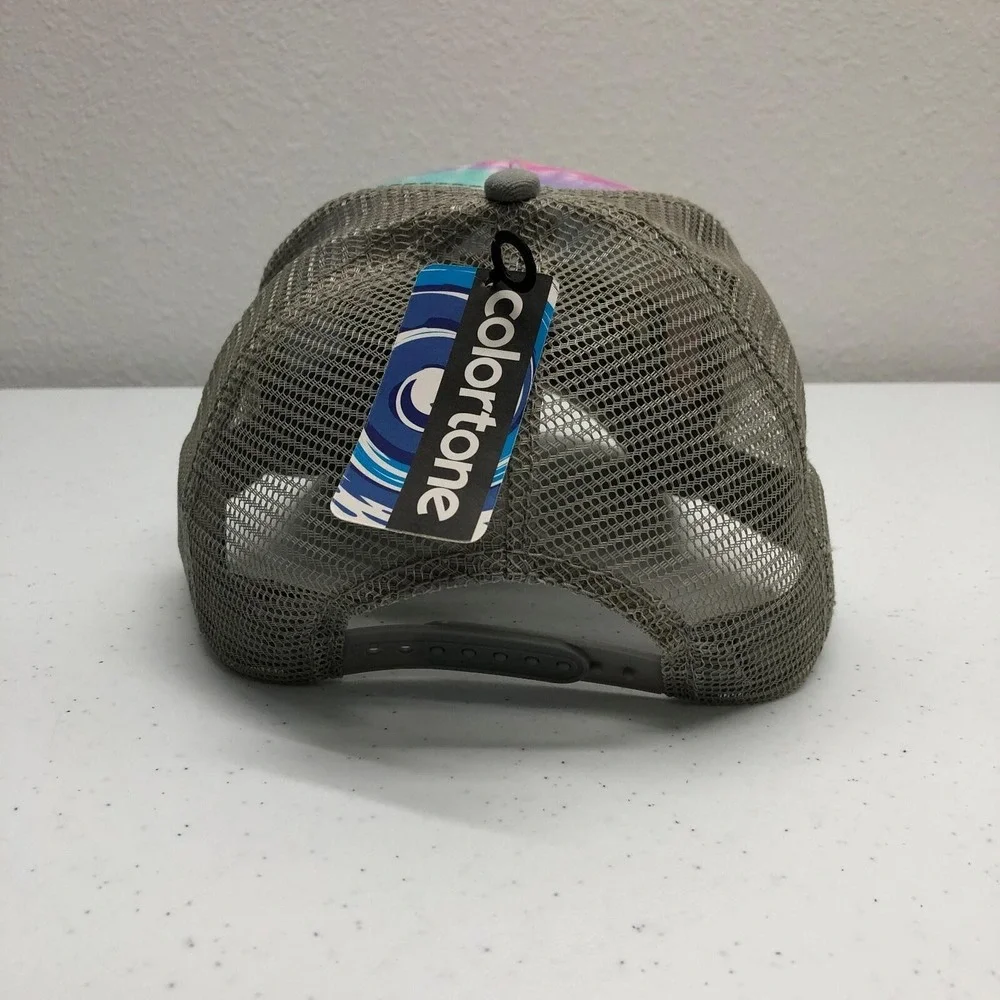 Colortone Crippy Hat Cap Snap Back Mens One Size Tie Dye Rainbow Mesh Trucker