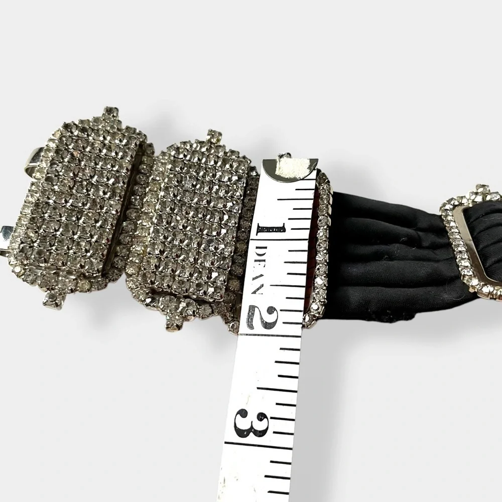 William deLillo Vintage 70s Satin Rhinestone Belt Statement Designer Couture