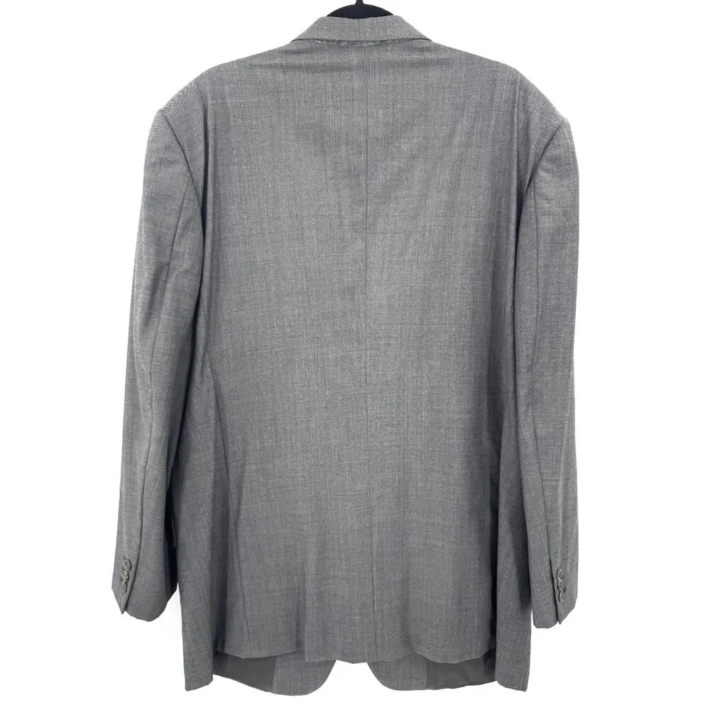 ERMENEGILDO ZEGNA Gray Wool Long 2 Button Blazer Jacket Size 48L (58L EUR)