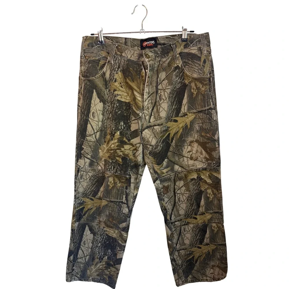 Outfitters Ridge Mens Camo Hunting Pants 36x30 Woodland‎ Tree Leaf Cotton Denim