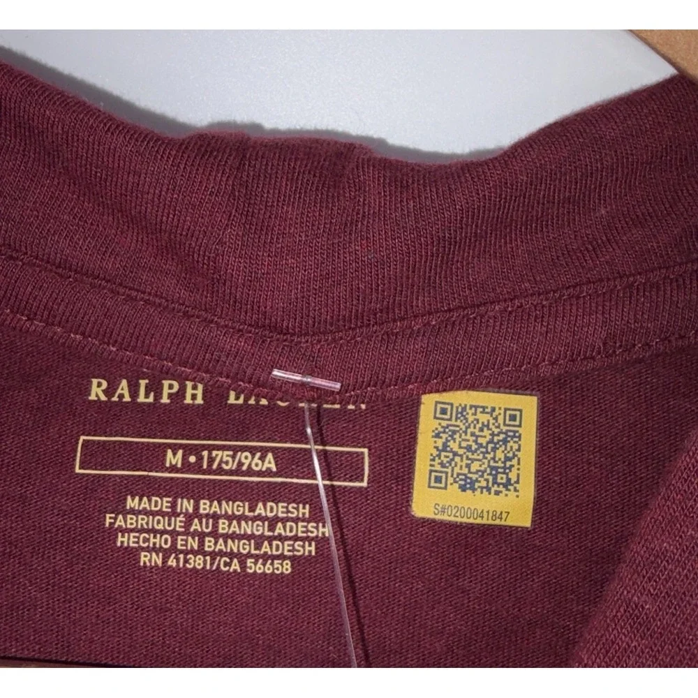 Polo Ralph Lauren Hoodie Shirt‎ Mens Medium Long Sleeve Pullover Burgundy New