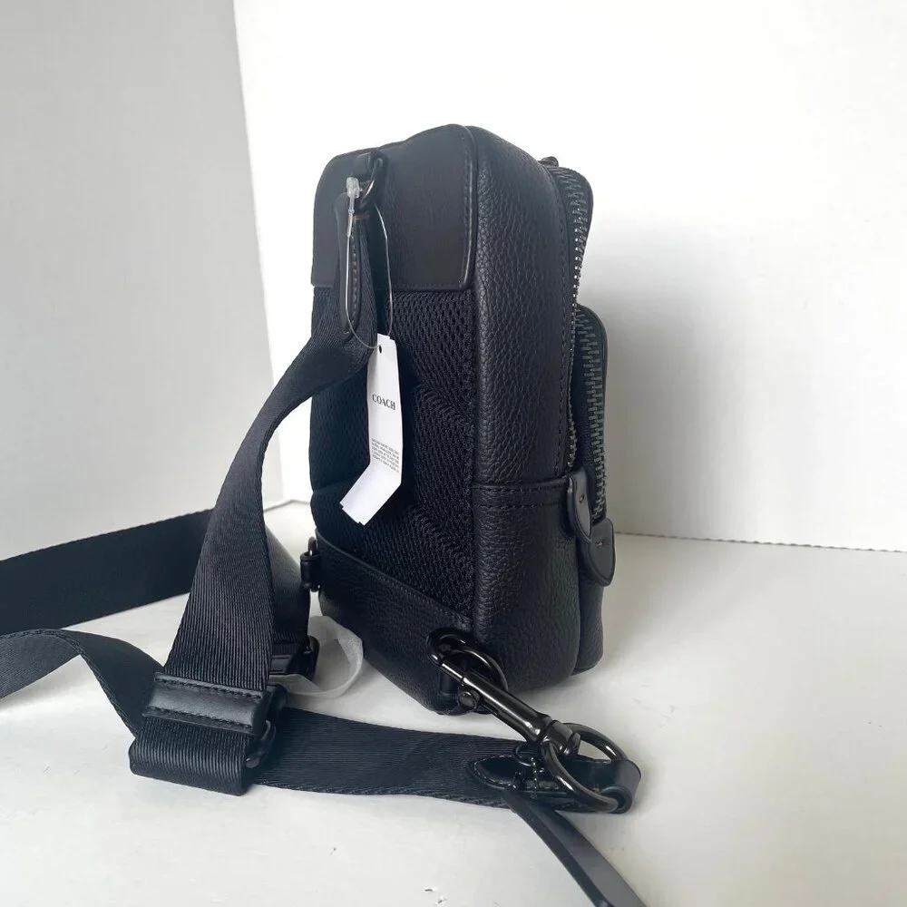 Coach Gotham Sling Pack 13 Black Pebbled Leather CR849 Bag