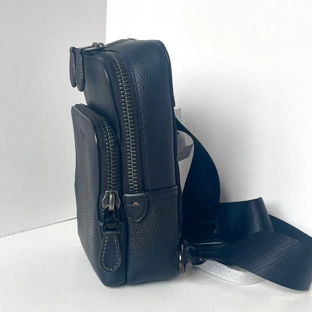 Coach Gotham Sling Pack 13 Black Pebbled Leather CR849 Bag