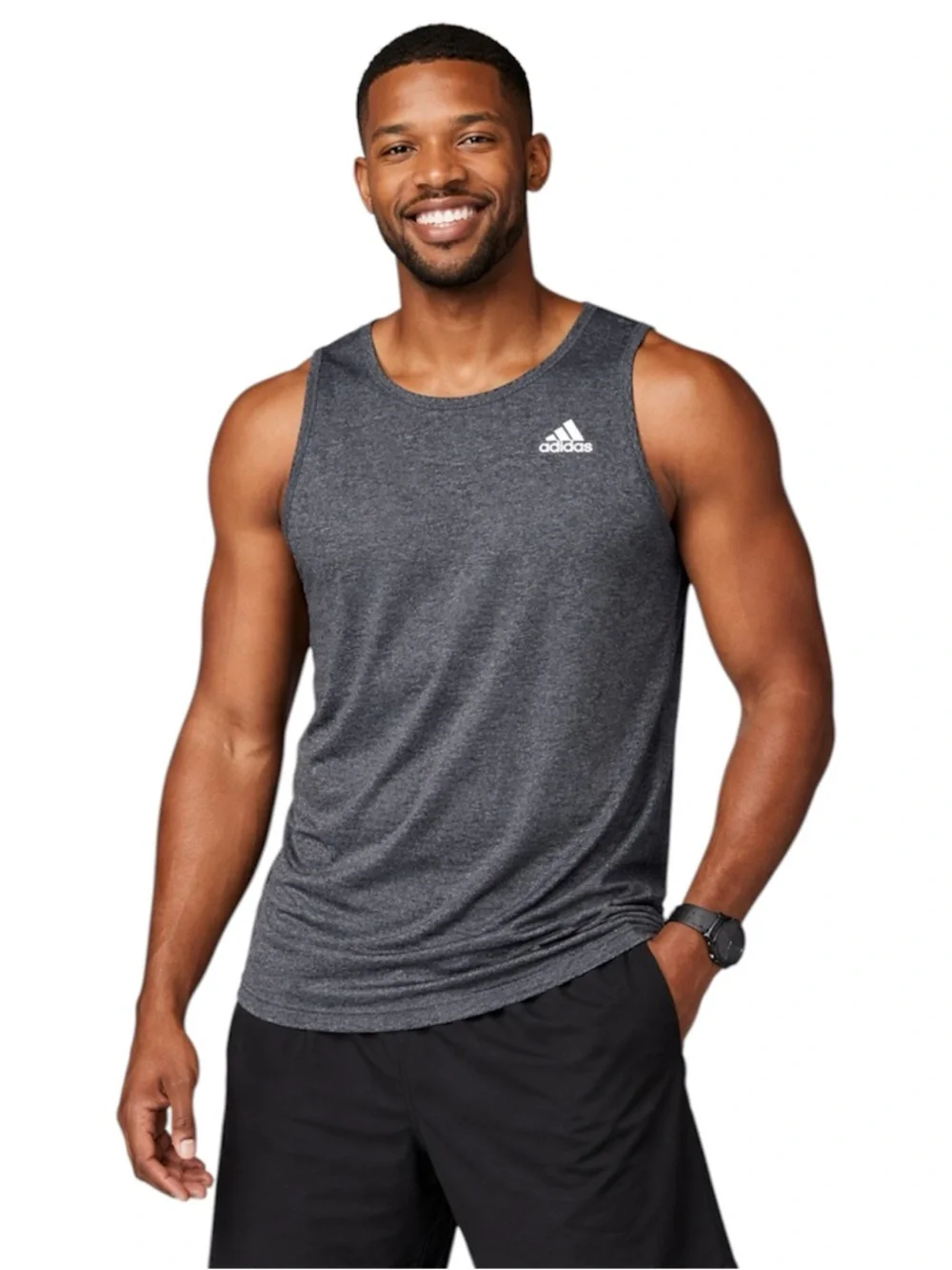 Adidas Muscle Tank Top Dri-FIT Gray Logo Men’s S Activewear Athletic