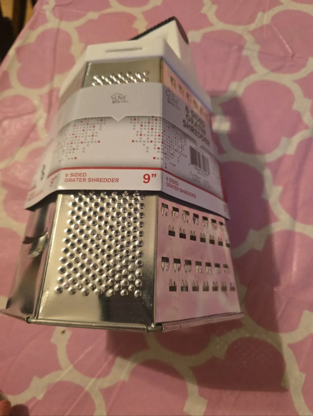 White and Stainless Steel 6-Sided Grater Shredder