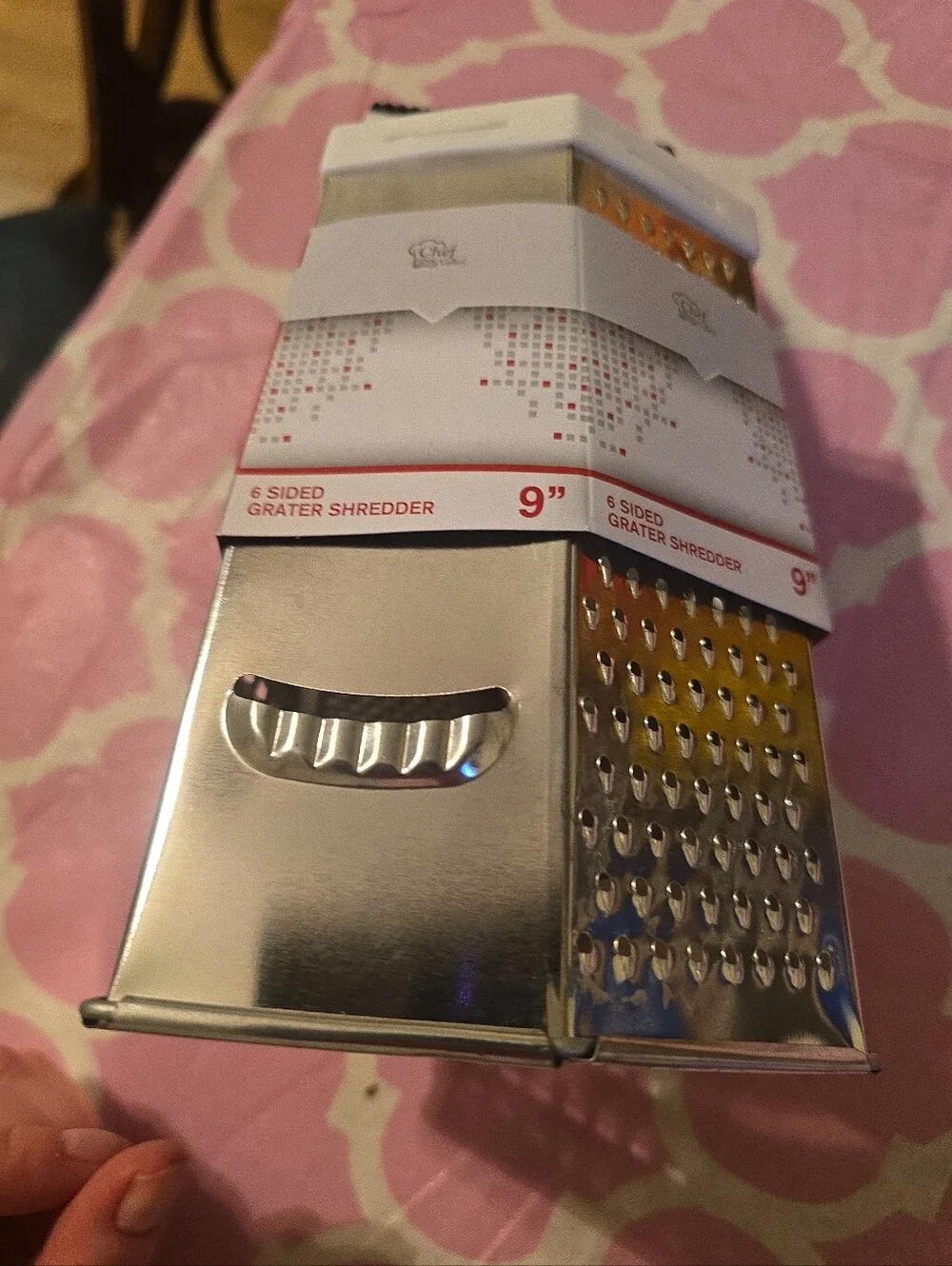 White and Stainless Steel 6-Sided Grater Shredder